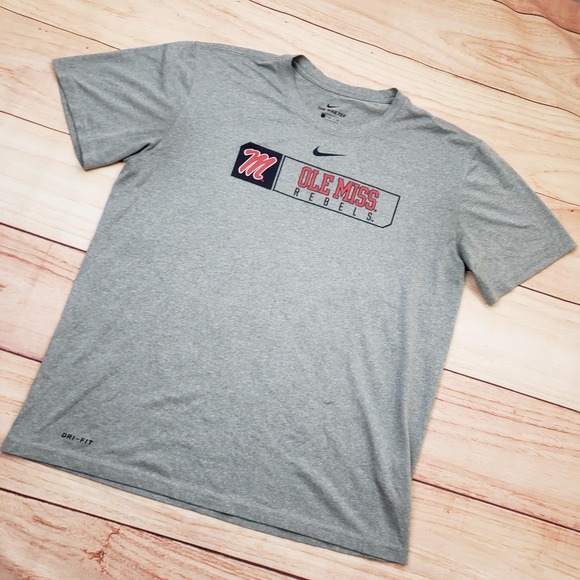 Ole Miss Rebels Shirt Mens Large Gray NCAA Football Nike Dri-FIT Tee Performance - Picture 2 of 9